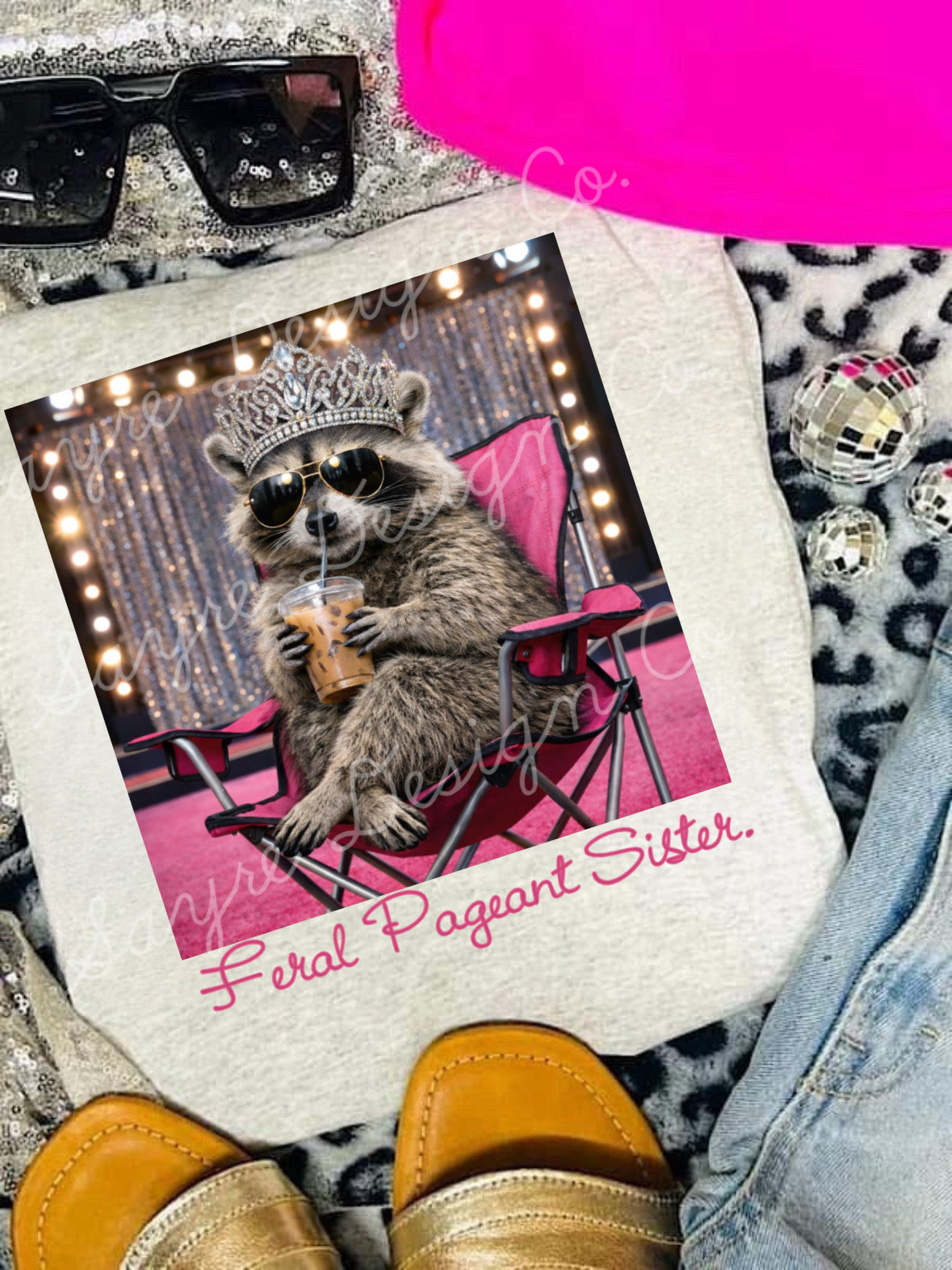 Customizable Feral Pageant Raccoon Shirt/Long Sleeve/Crewneck/Hoodie