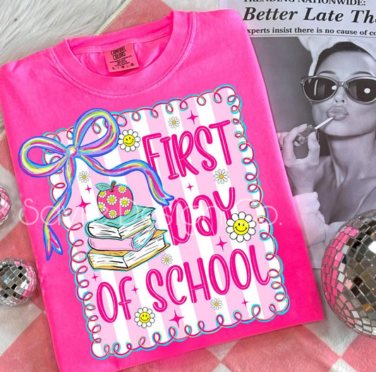 Wavy Bow First Day of School Tee Toddler/Youth