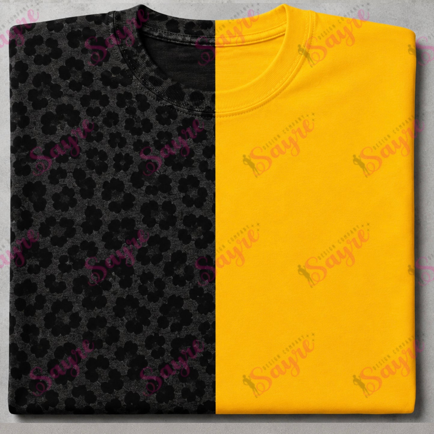 BLANK Split Color Tee Color/Black Leopard- YOUTH