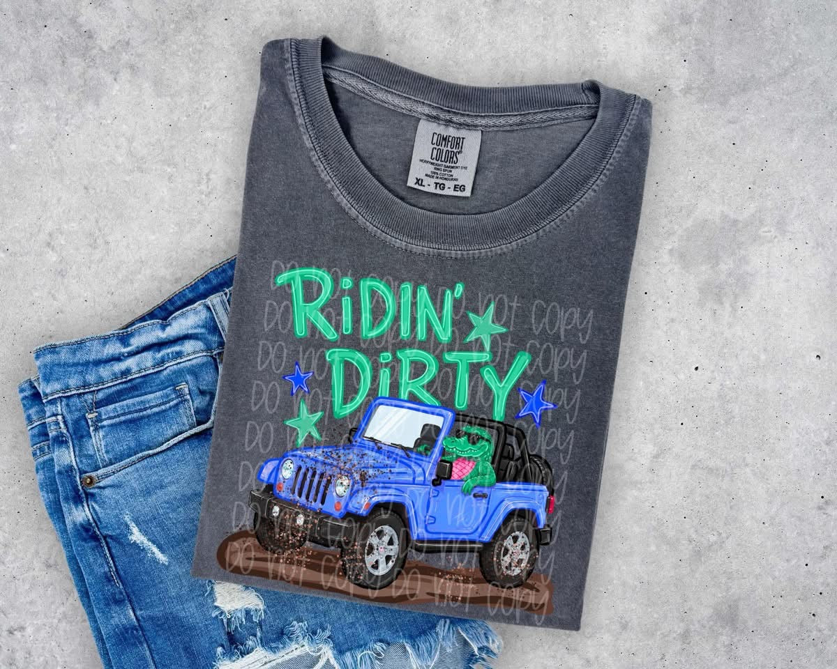 Ridin’ Dirty Blue Jeep Tee/Tank