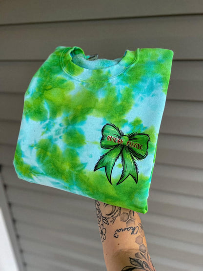 Hand Dyed Tie-Dye Santa Green Guy Sublimated Crewneck- Closes 10/18!