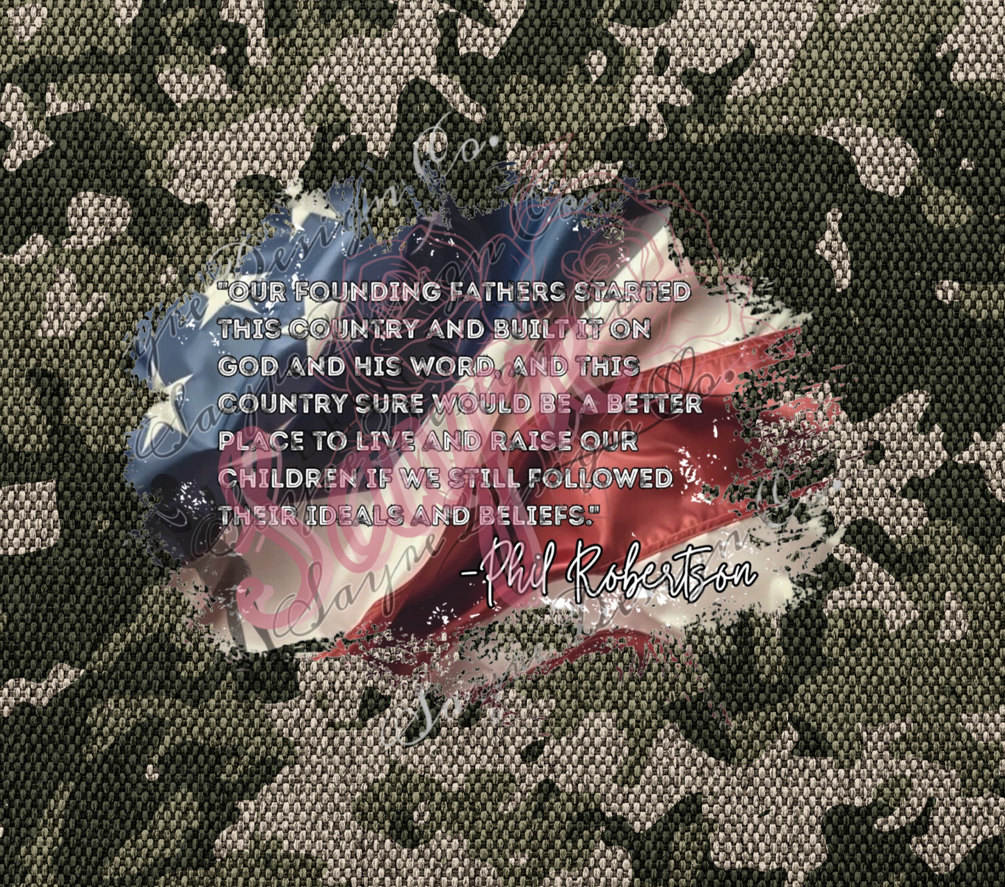Founding Father Quote Digital Camo Phil Robertson 20oz Steel Tumbler