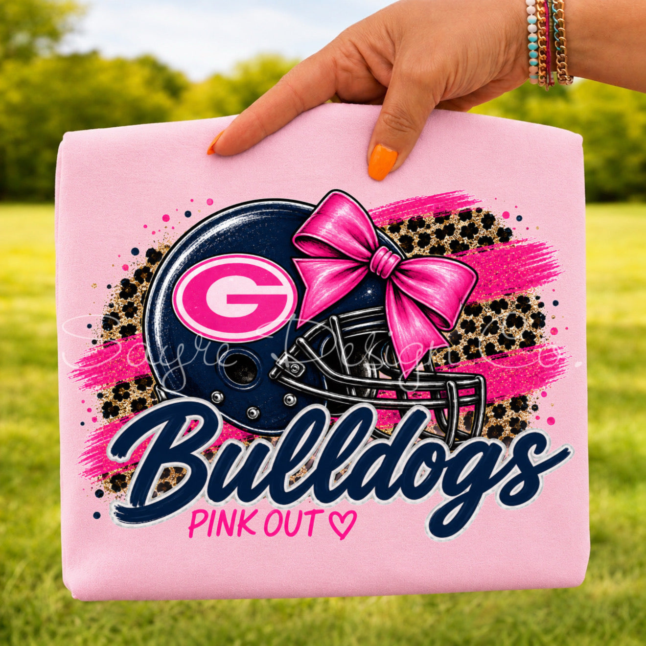 Customizable Pink Out Football Helmet Tee/Crewneck Sweatshirt