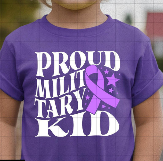 Proud Military Kid Purple Up Onesie/Shirt/Long Sleeve/Crewneck/Hoodie
