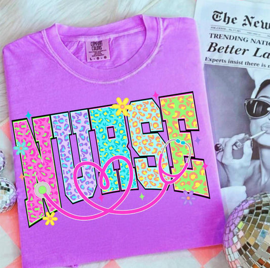 Neon Leopard Stethoscope Tee/Sweatshirt