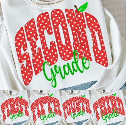 Red Polkadot Apple Grade Shirt/Long Sleeve/Crewneck