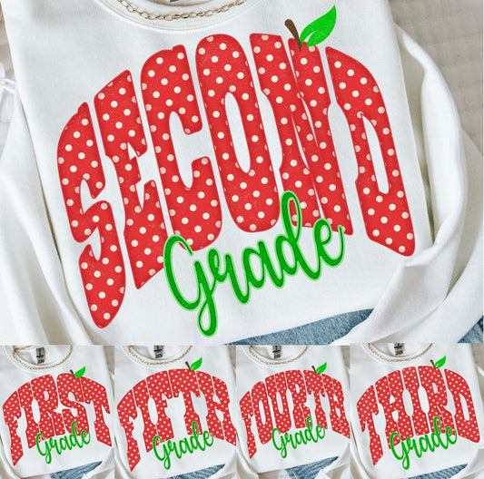 Red Polkadot Apple Grade Shirt/Long Sleeve/Crewneck