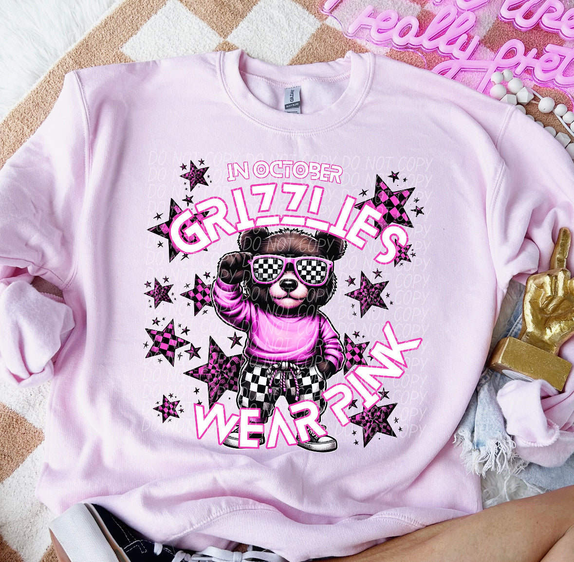 Team Customizable In October Mascot Wear Pink Tee/Sweatshirt