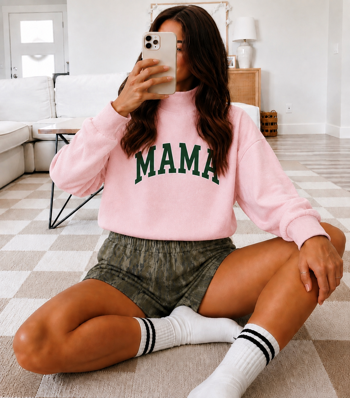 Custom Text Mock Neck SHORTS SET