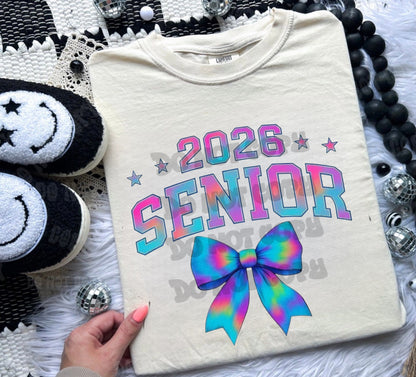 Tie-dye Senior Bow Tee/Sweatshirt/Hoodie