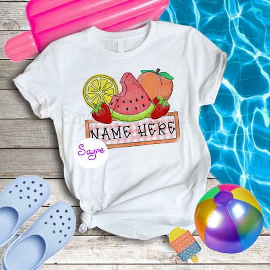 Custom Gingham Fruit Name Baby-Youth Tee/Onesie