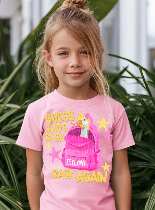 Customizable Pink Guess Who’s Back Duck Shirt/Long Sleeve/Crewneck