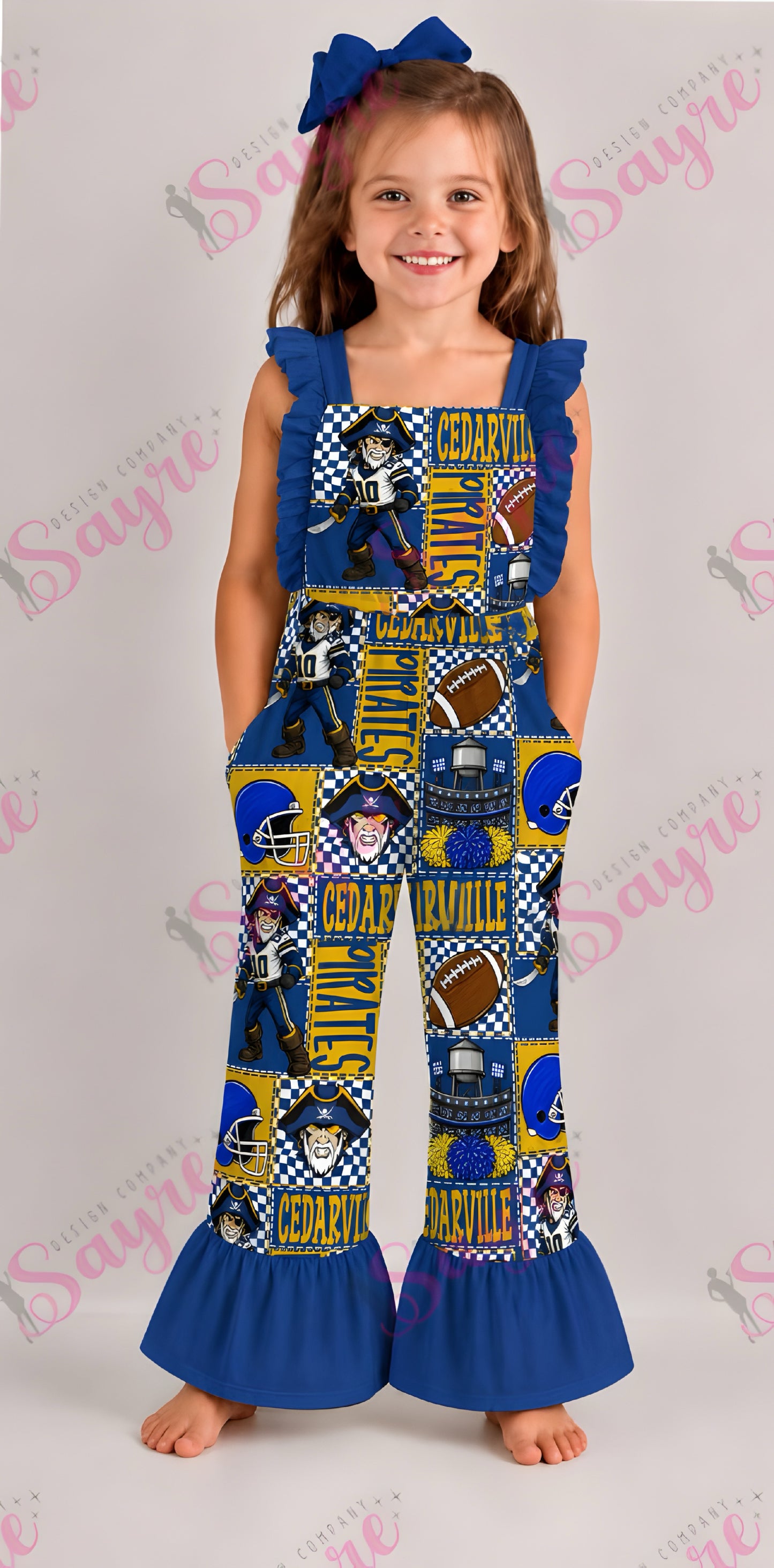Home Team Bow Patchwork Romper