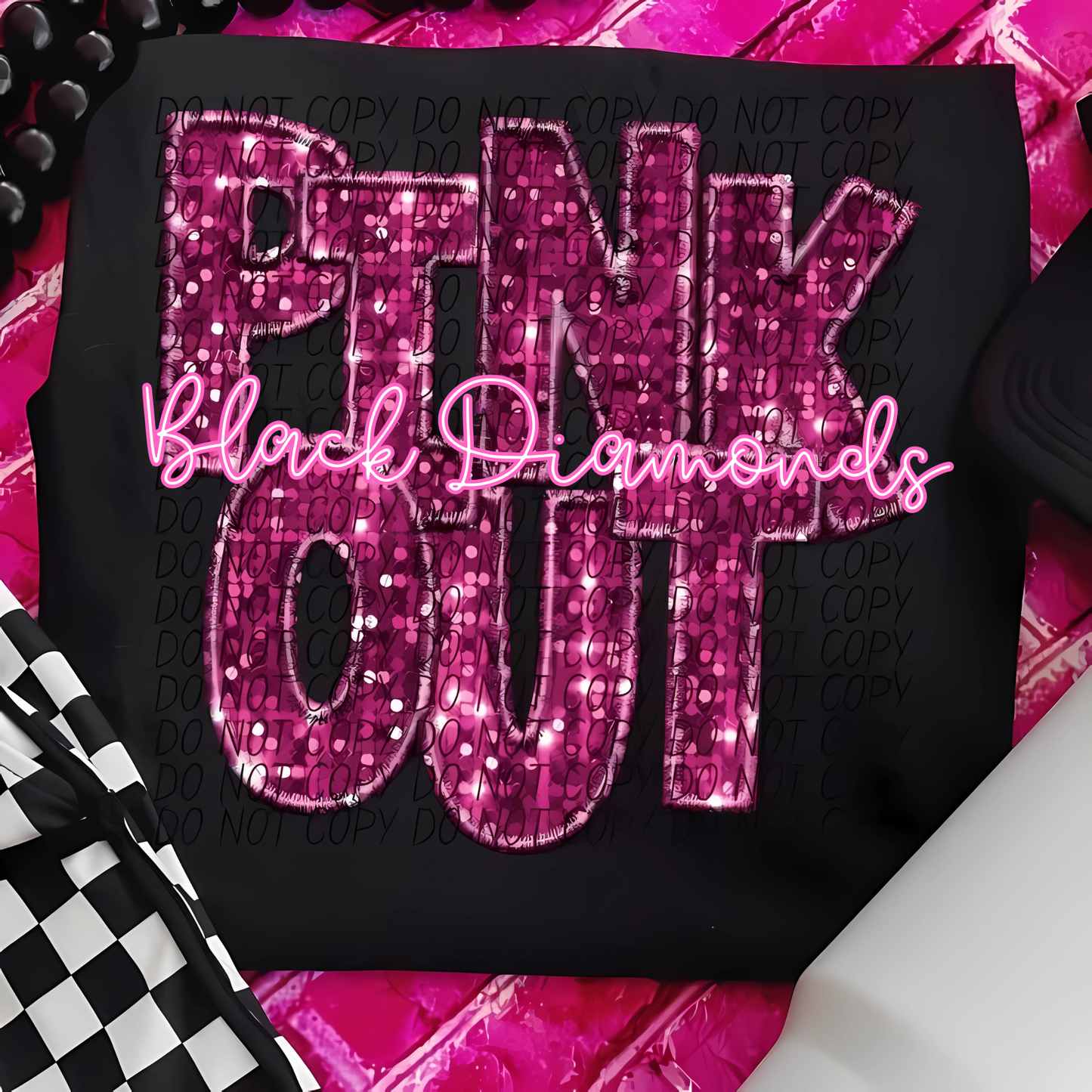 Team Customizable Pink Faux Sequin Pink Out Tee/Sweatshirt/Hoodie