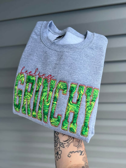 Green Guy Feeling Furry Embroidered Crewneck- Closes 10/18!