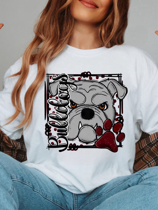Doodle Bulldogs- Red Shirt/Long Sleeve/Crewneck/Hoodie