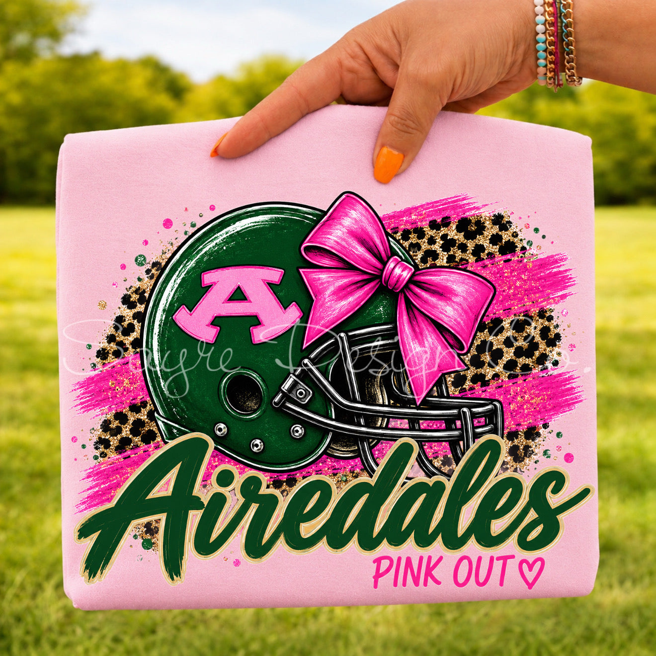 Customizable Pink Out Football Helmet Tee/Crewneck Sweatshirt