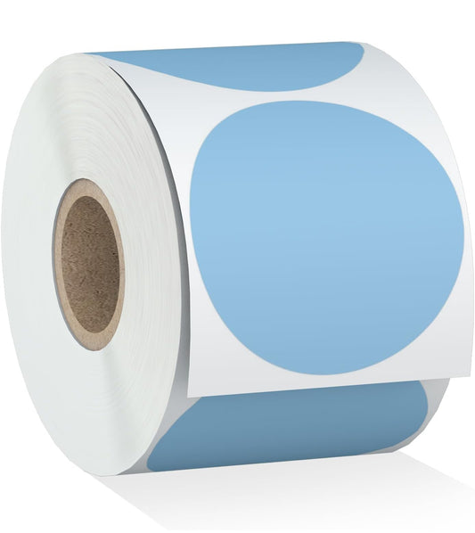 2" Round Light Blue Matte Thermal Stickers