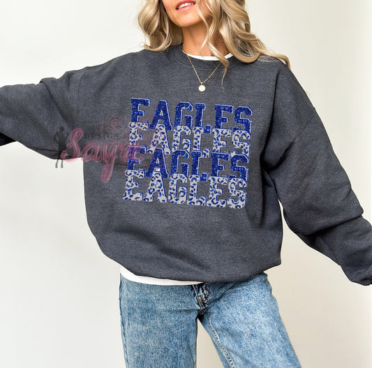 Stacked Leopard Eagles Glitter Back DTF Shirt/Long Sleeve/Crewneck