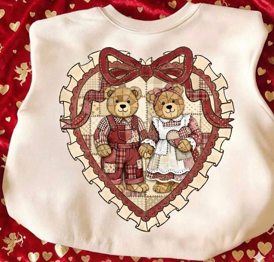 Red Heart Teddy Bear Quilt Shirt/Long Sleeve/Crewneck/Hoodie