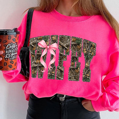 Camo Pink Bow Wifey Tee/Sweatshirt