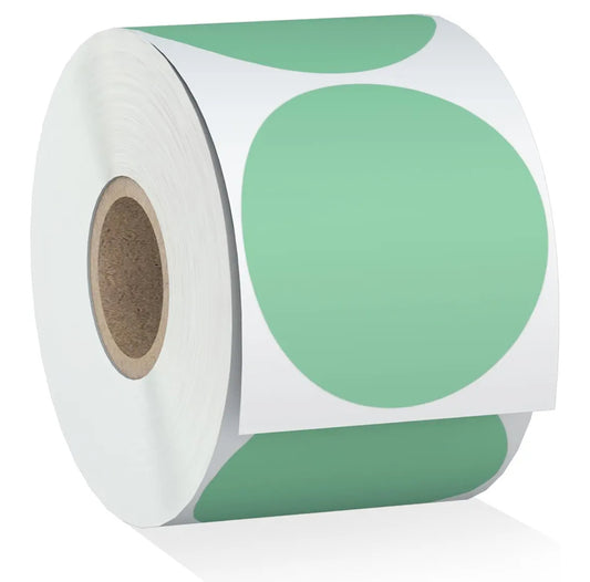 2" Round Spring Green Matte Thermal Stickers