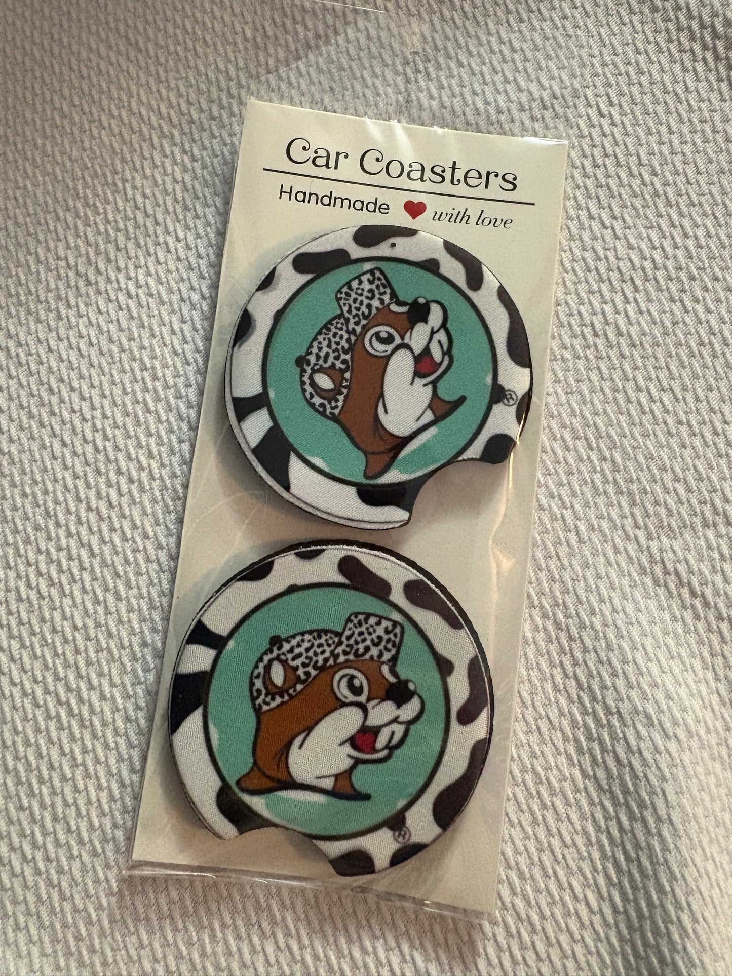 Buccees Cow Teal Car Coasters