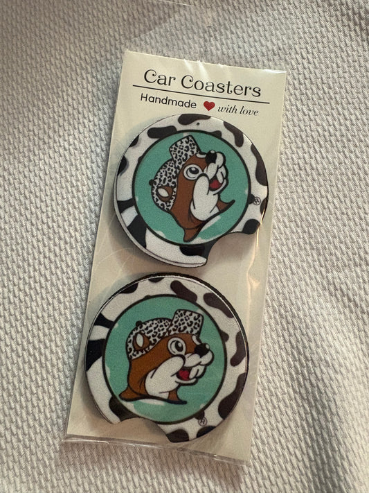 Buccees Cow Teal Car Coasters