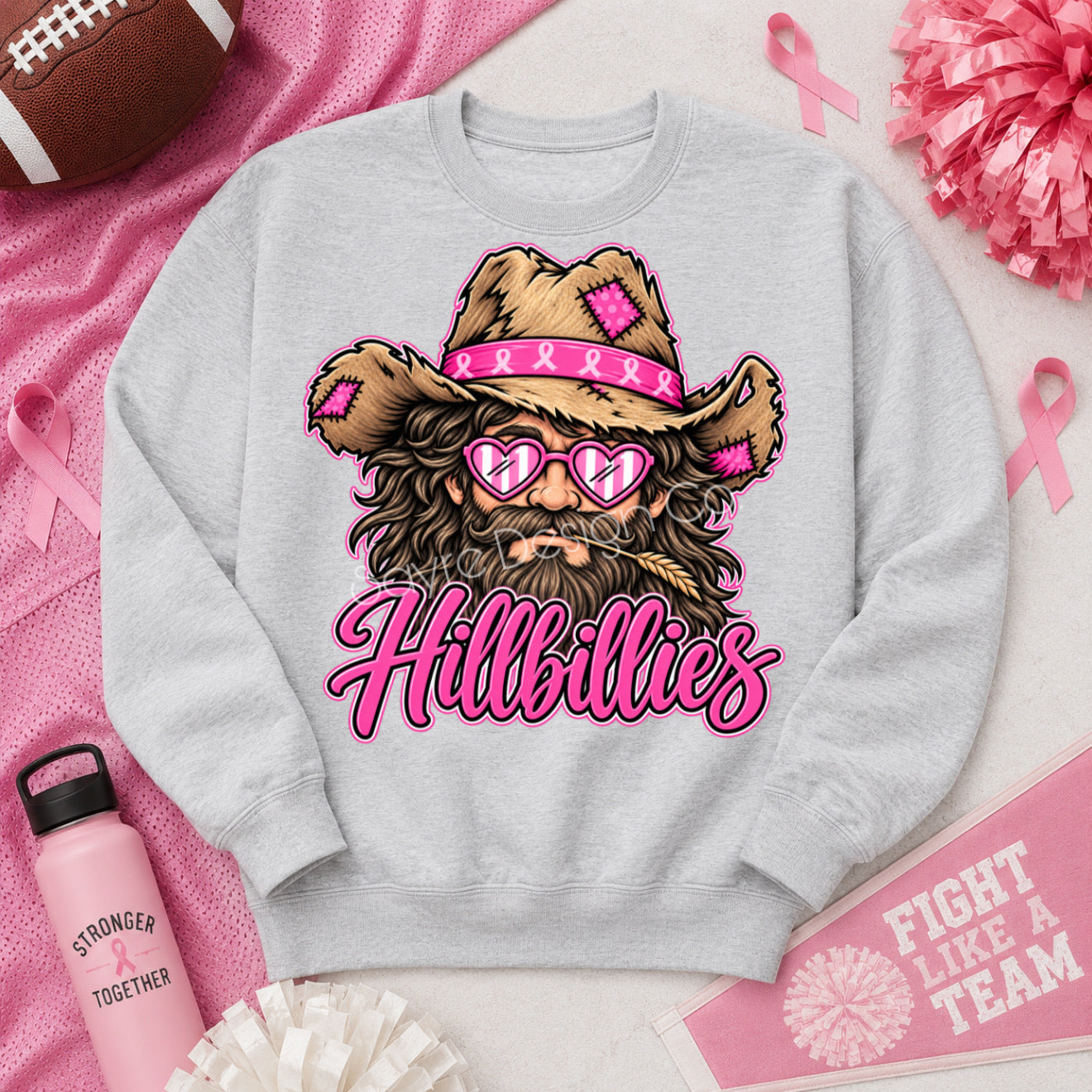 Team Customizable Ribbon Print Pink Out Tee/Crewneck Sweatshirt