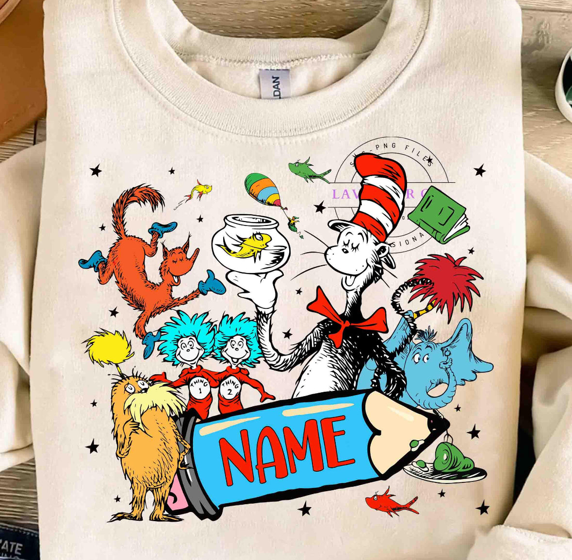 Customizable Name Pencil Seuss Characters Shirt/Long Sleeve/Crewneck/Hoodie