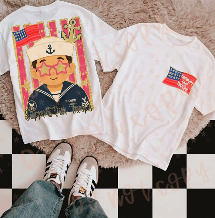 Navy Support Our Troops Shirt/Long Sleeve/Crewneck