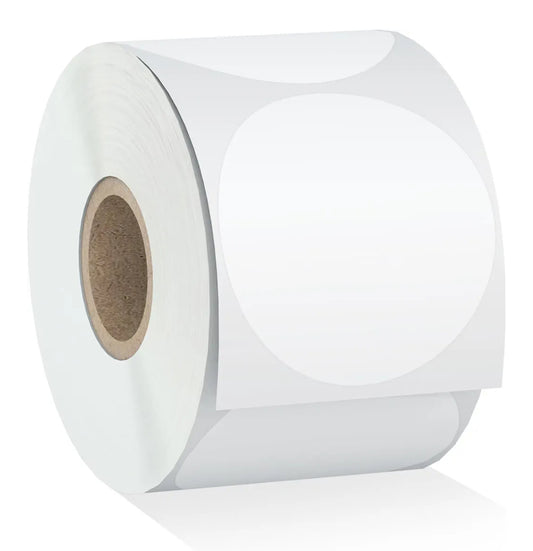 2" Round White Matte Thermal Stickers