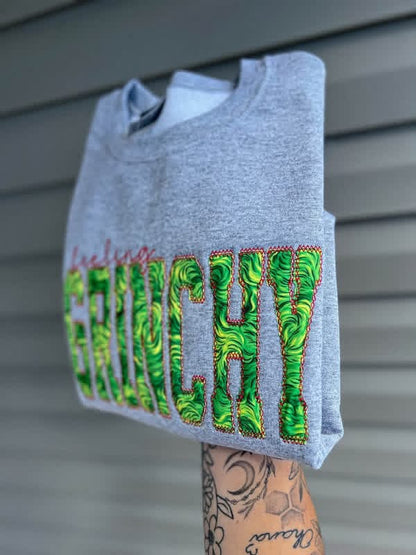 Green Guy Feeling Furry Embroidered Crewneck- Closes 10/18!