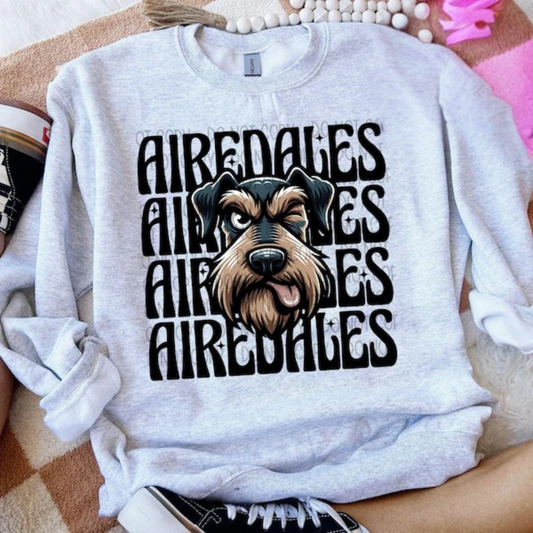 Scruffy Alma Airedales Shirt/Long Sleeve/Crewneck/Hoodie