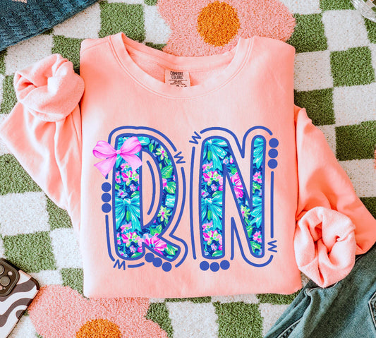 Spring Blues Floral RN Tee/Sweatshirt