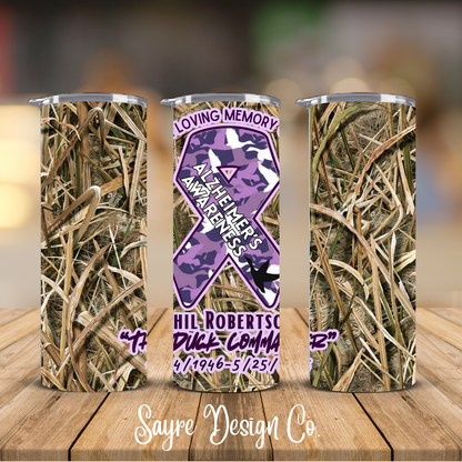 Shadow Blind Camo Phil Robertson Alzheimer’s Awareness Ribbon 20oz Steel Tumbler