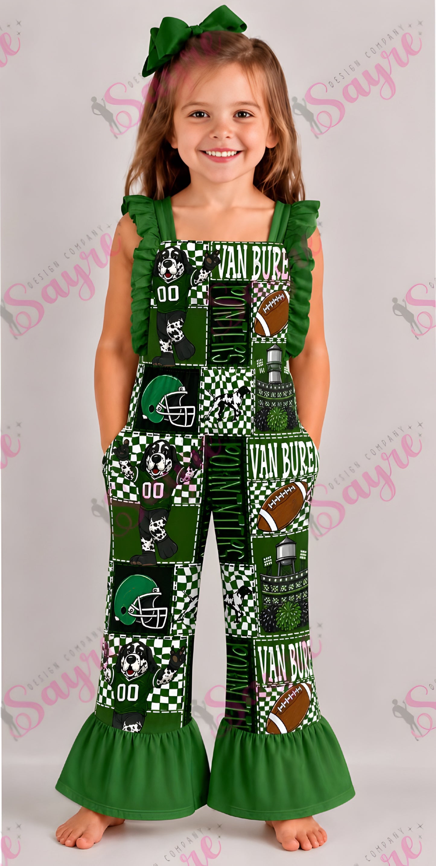 Home Team Bow Patchwork Romper