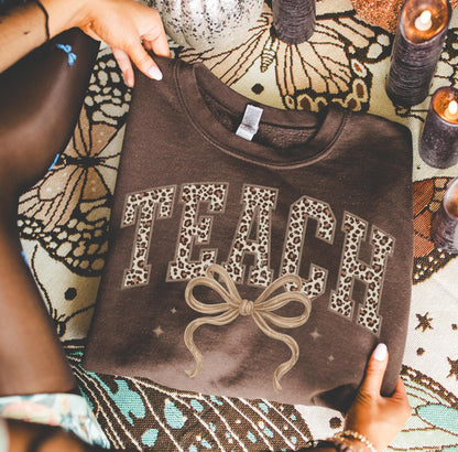 Varsity Leopard Teach Tee/Sweatshirt