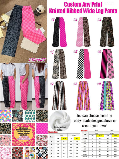YOUTH Custom Any Print Knitted Ribbed Wide Leg Pants