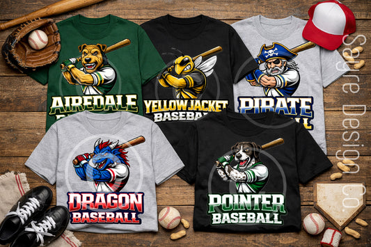 Customizable Mascot Baseball Batter Shirt/Long Sleeve/Crewneck/Hoodie