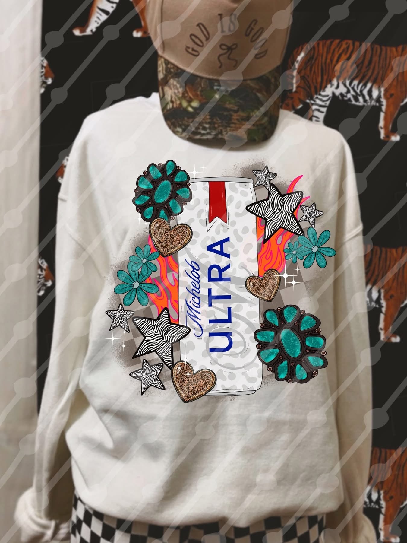 Michelob Turquoise Pieces Tee/Sweatshirt