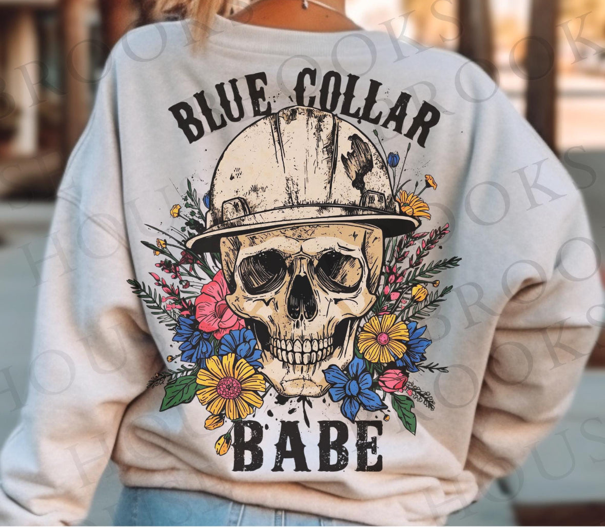 Blue Collar Babe Floral Skull Tee/Sweatshirt/Hoodie