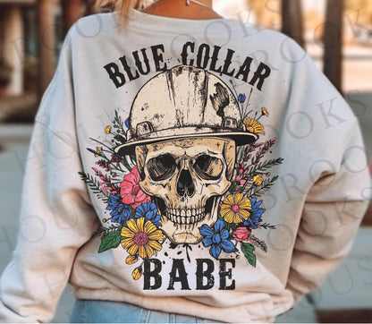 Blue Collar Babe Floral Skull Tee/Sweatshirt/Hoodie
