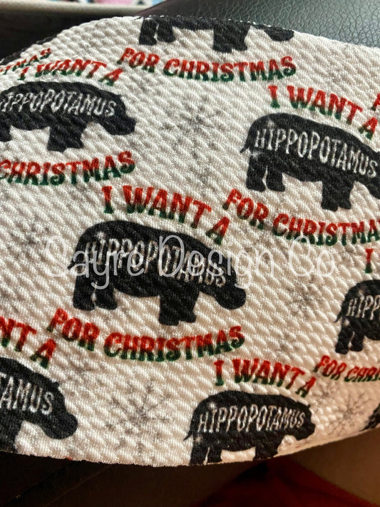 Hippopotamus for Christmas- Bullet Fabric *limited quantity*