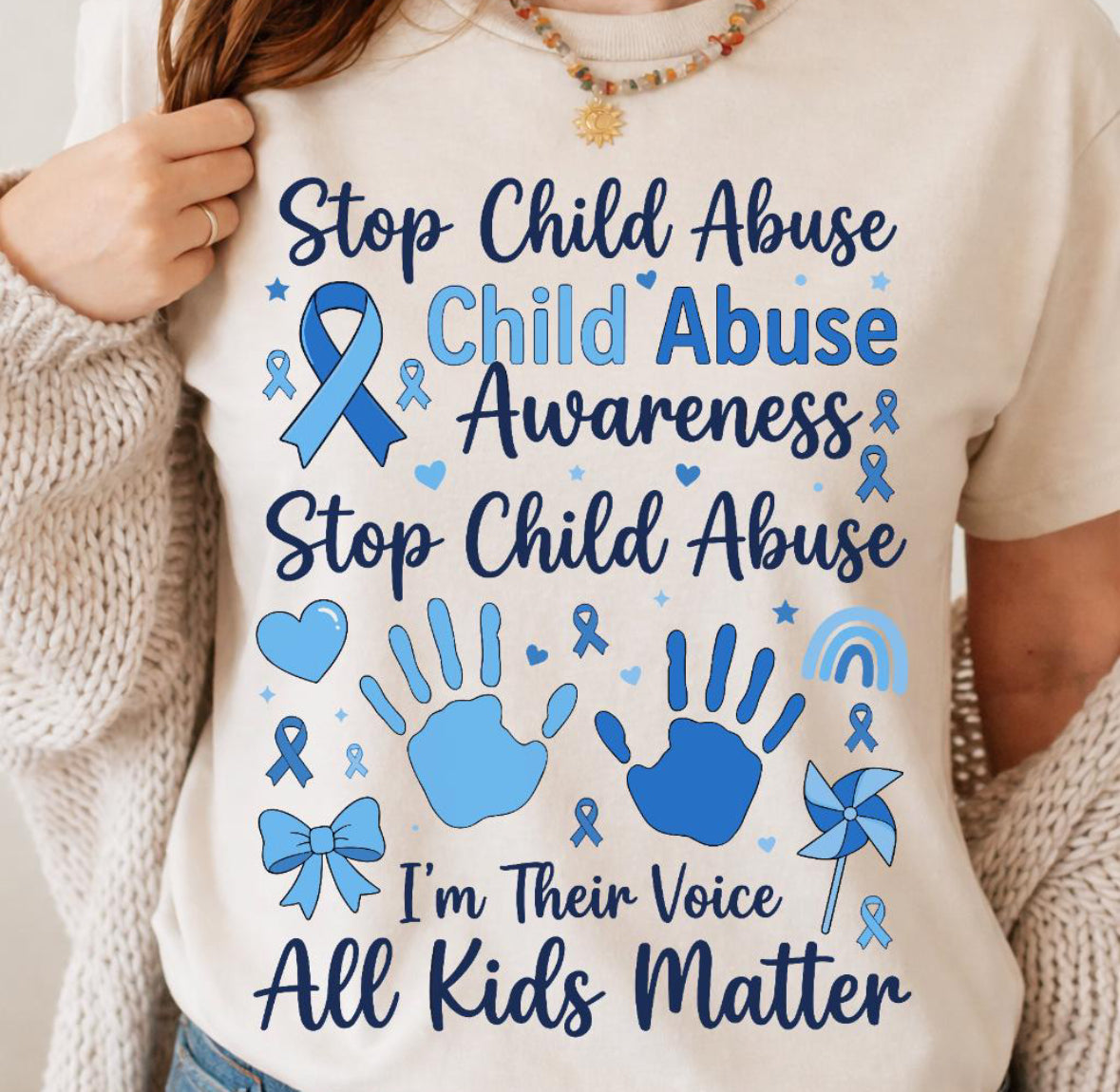 Handprint Child Abuse Awareness Onesie/Shirt/Long Sleeve/Crewneck