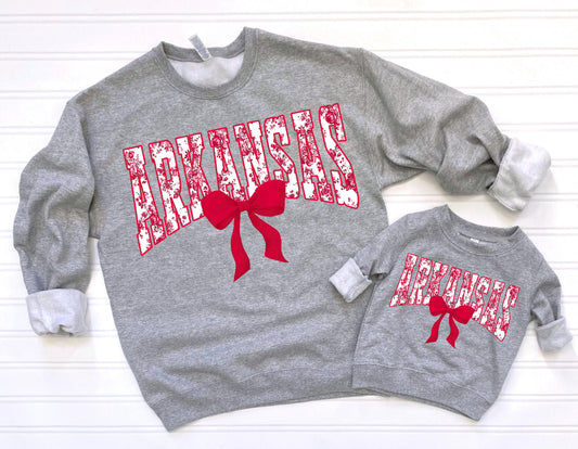 Floral Arkansas Bow Shirt/Long Sleeve/Crewneck/Hood