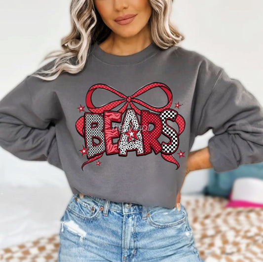 Red and White Bow Bears Shirt/Long Sleeve/Crewneck/Hoodie