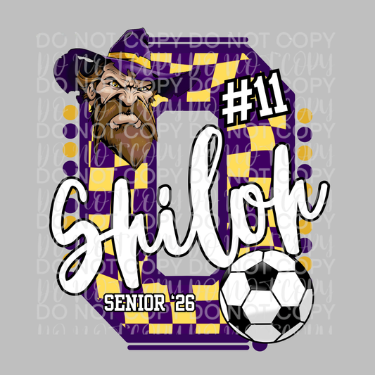 Customizable Senior Soccer Checkered Letter Shirt/Long Sleeve/Crewneck/Hoodie