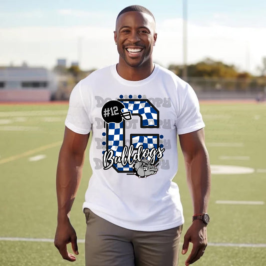 Customizable Football Checkered Letter Shirt/Long Sleeve/Crewneck/Hoodie