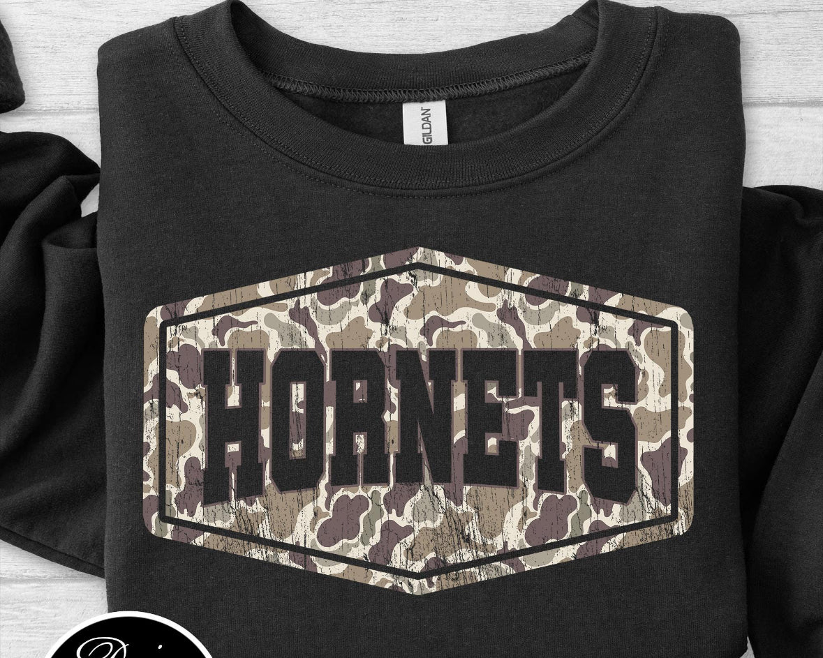 Camo Block Hornets Shirt/Long Sleeve/Crewneck/Hoodie